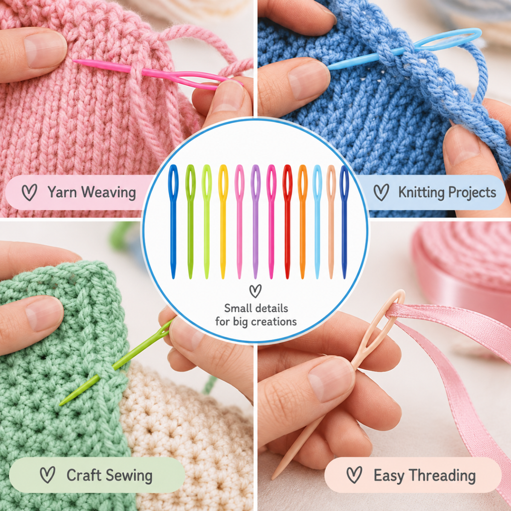 Agulhas de Tapeçaria de Plástico para Crochet e Amigurumi – Conjunto de 8