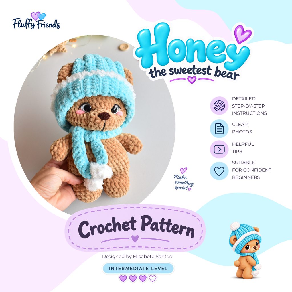 HONEY - Bear Crochet Pattern – Low-Sew Amigurumi Toy (PDF Download)