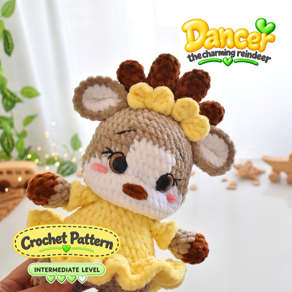 DANCER - Reindeer Crochet Pattern – Low-Sew Amigurumi Toy (PDF Download)