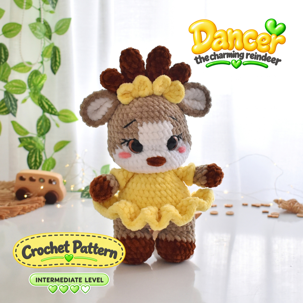 DANCER - Reindeer Crochet Pattern – Low-Sew Amigurumi Toy (PDF Download)