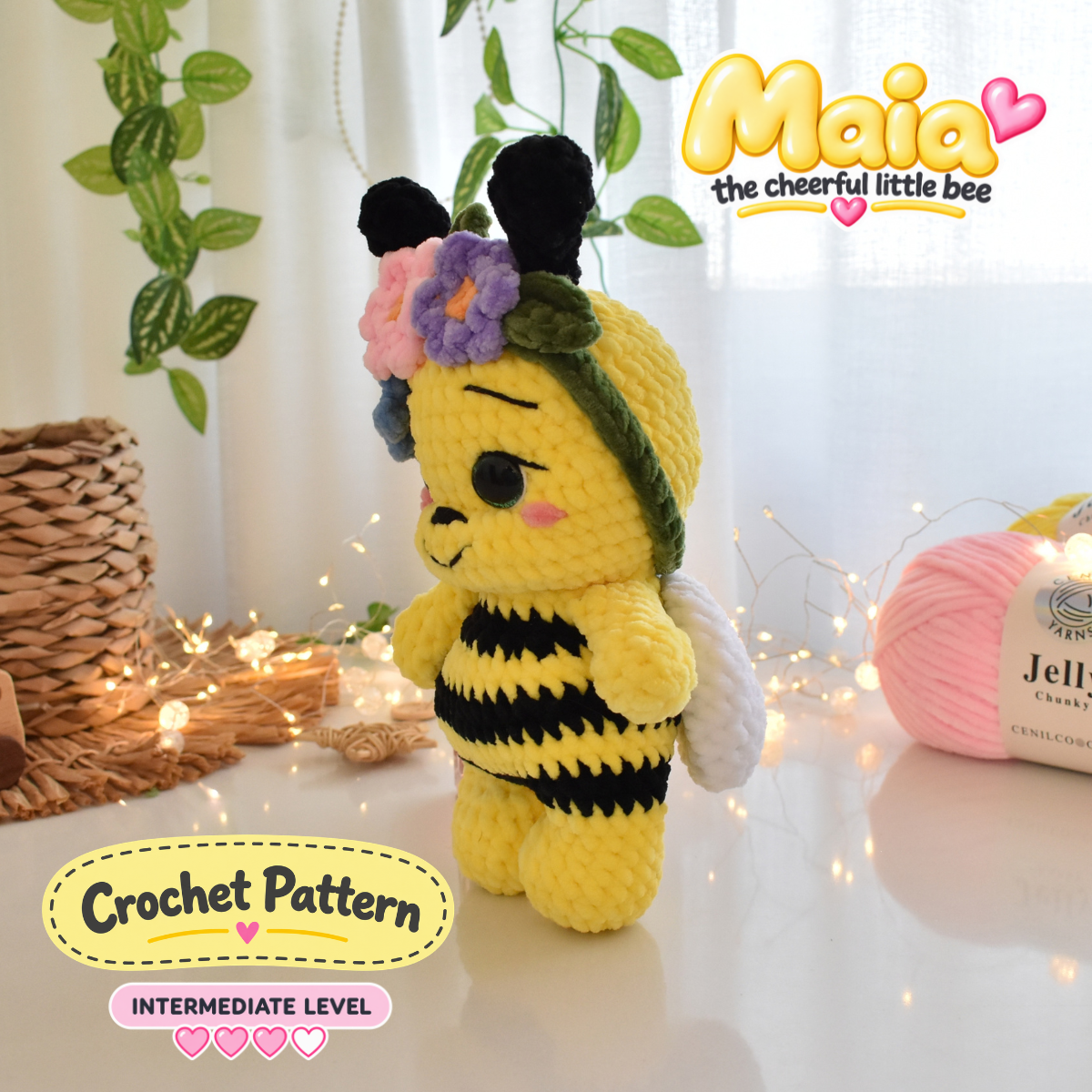 MAIA - Bee Crochet Pattern – Low-Sew Amigurumi Toy (PDF Download)