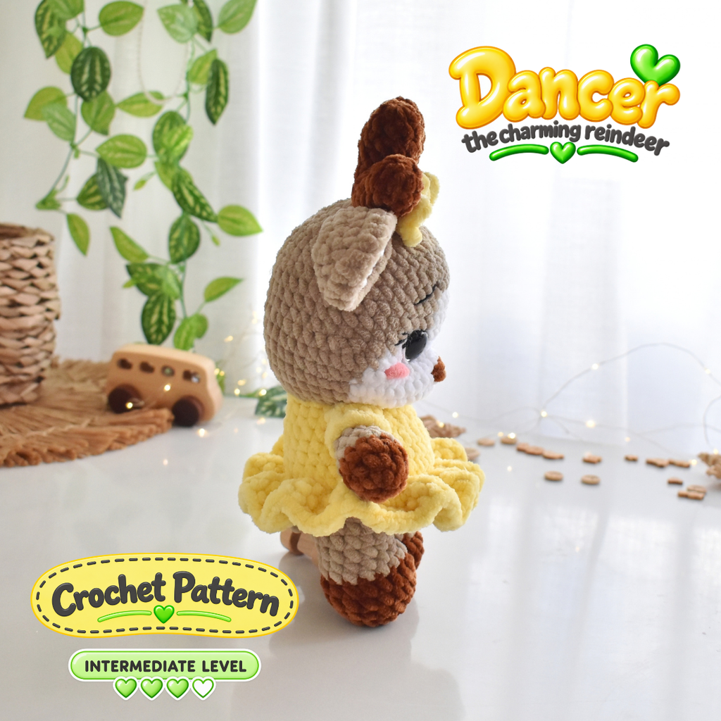 DANCER - Reindeer Crochet Pattern – Low-Sew Amigurumi Toy (PDF Download)
