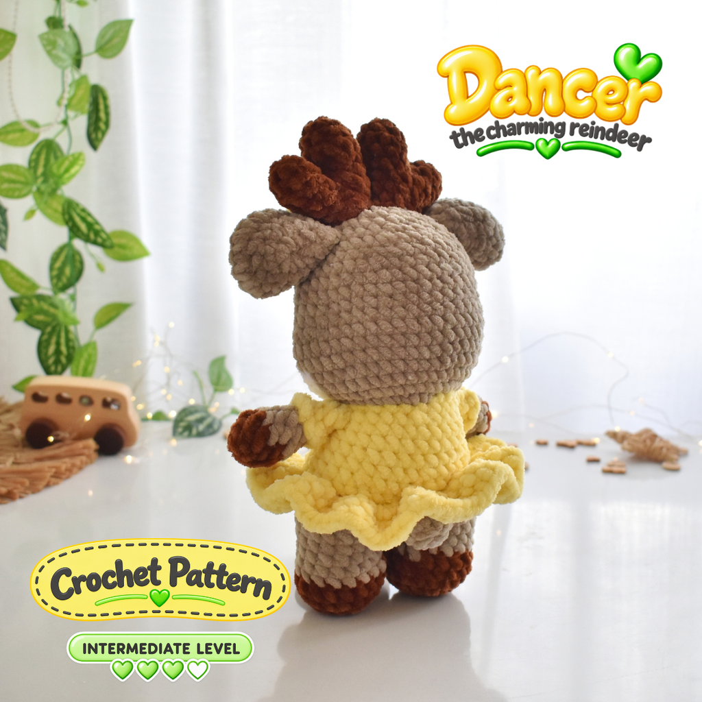 DANCER - Reindeer Crochet Pattern – Low-Sew Amigurumi Toy (PDF Download)