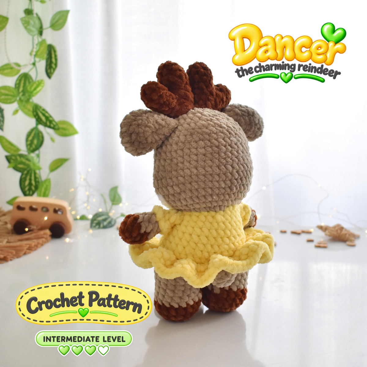 DANCER - Reindeer Crochet Pattern – Low-Sew Amigurumi Toy (PDF Download)