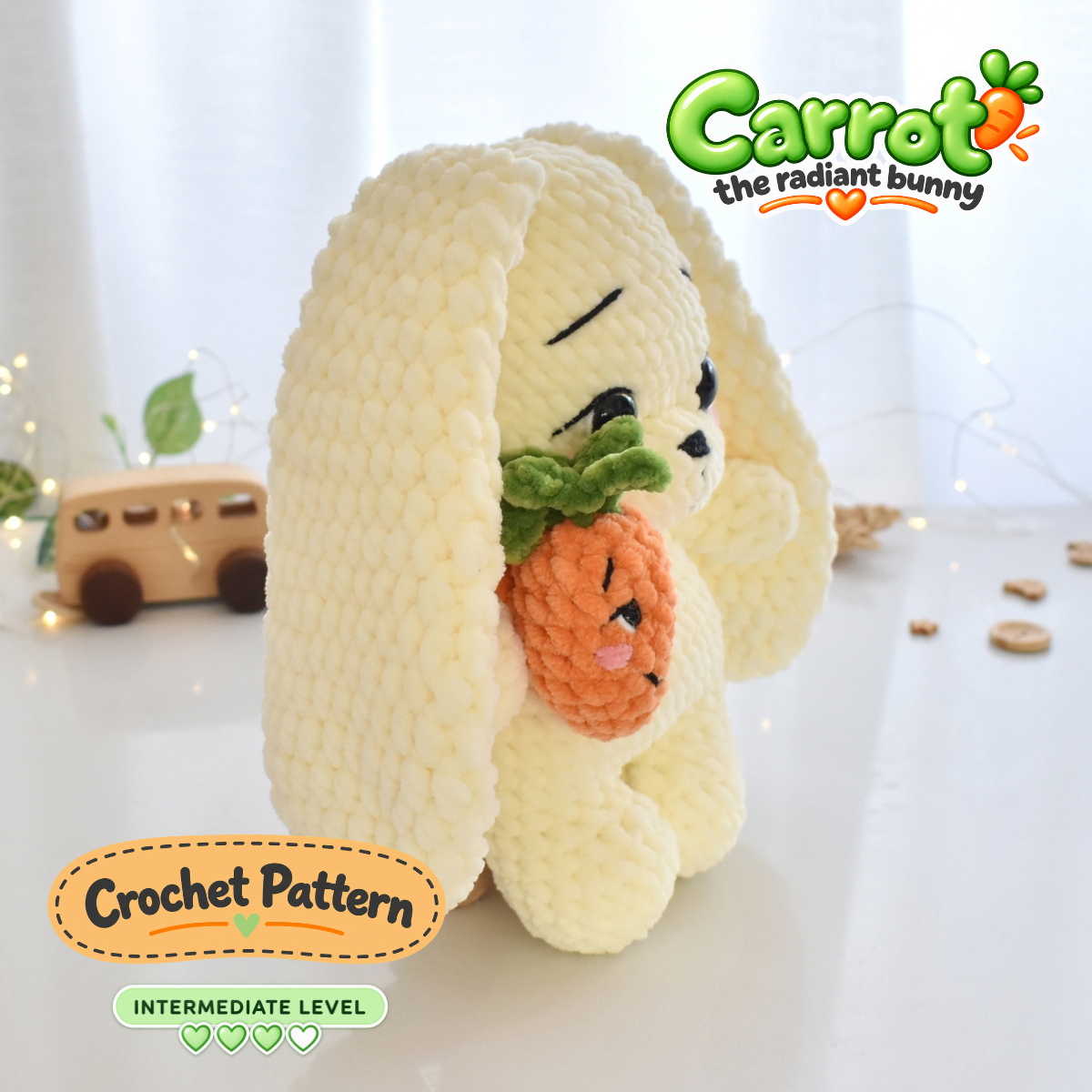 CARROT - Bunny Crochet Pattern – Low-Sew Amigurumi Toy (PDF Download)