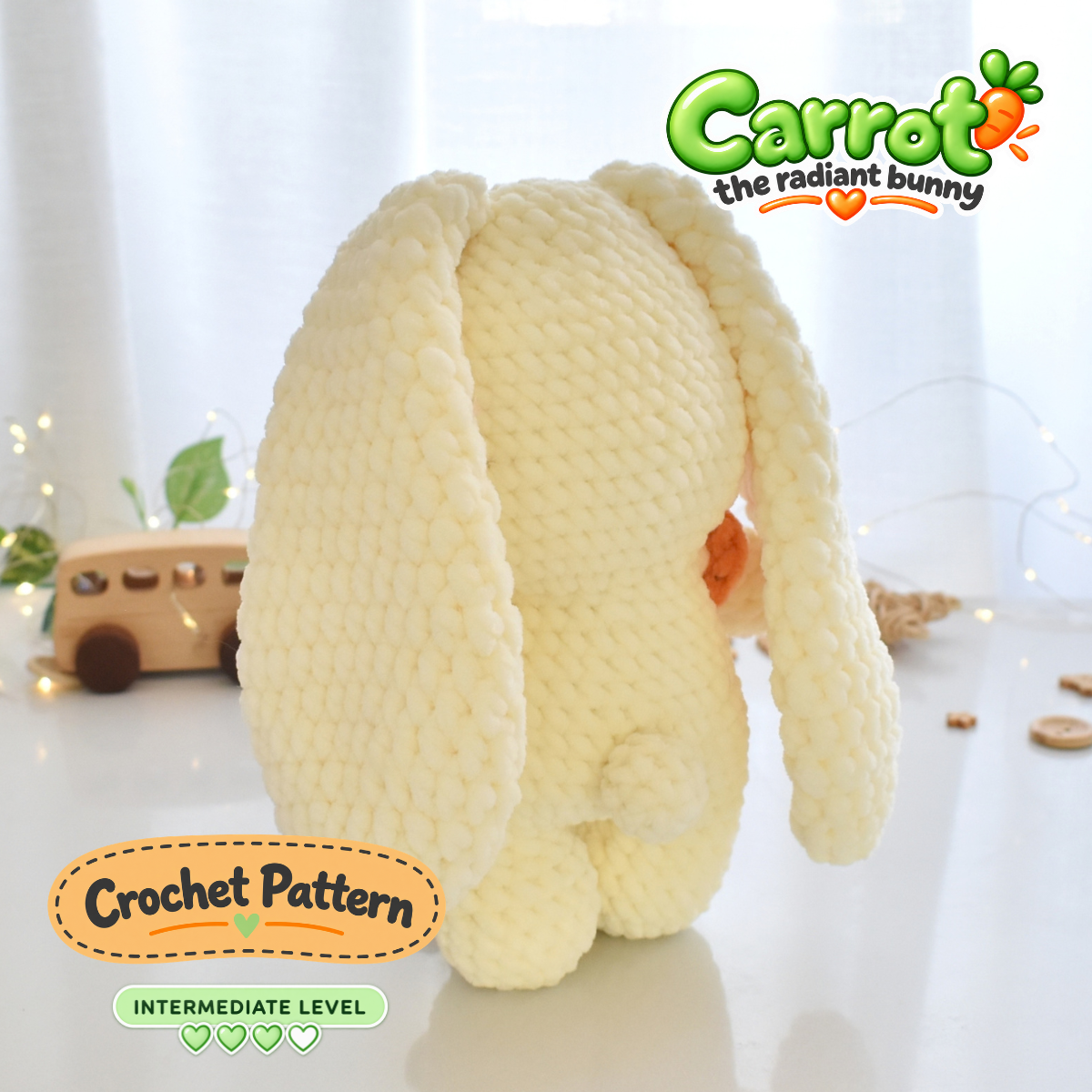 CARROT - Bunny Crochet Pattern – Low-Sew Amigurumi Toy (PDF Download)