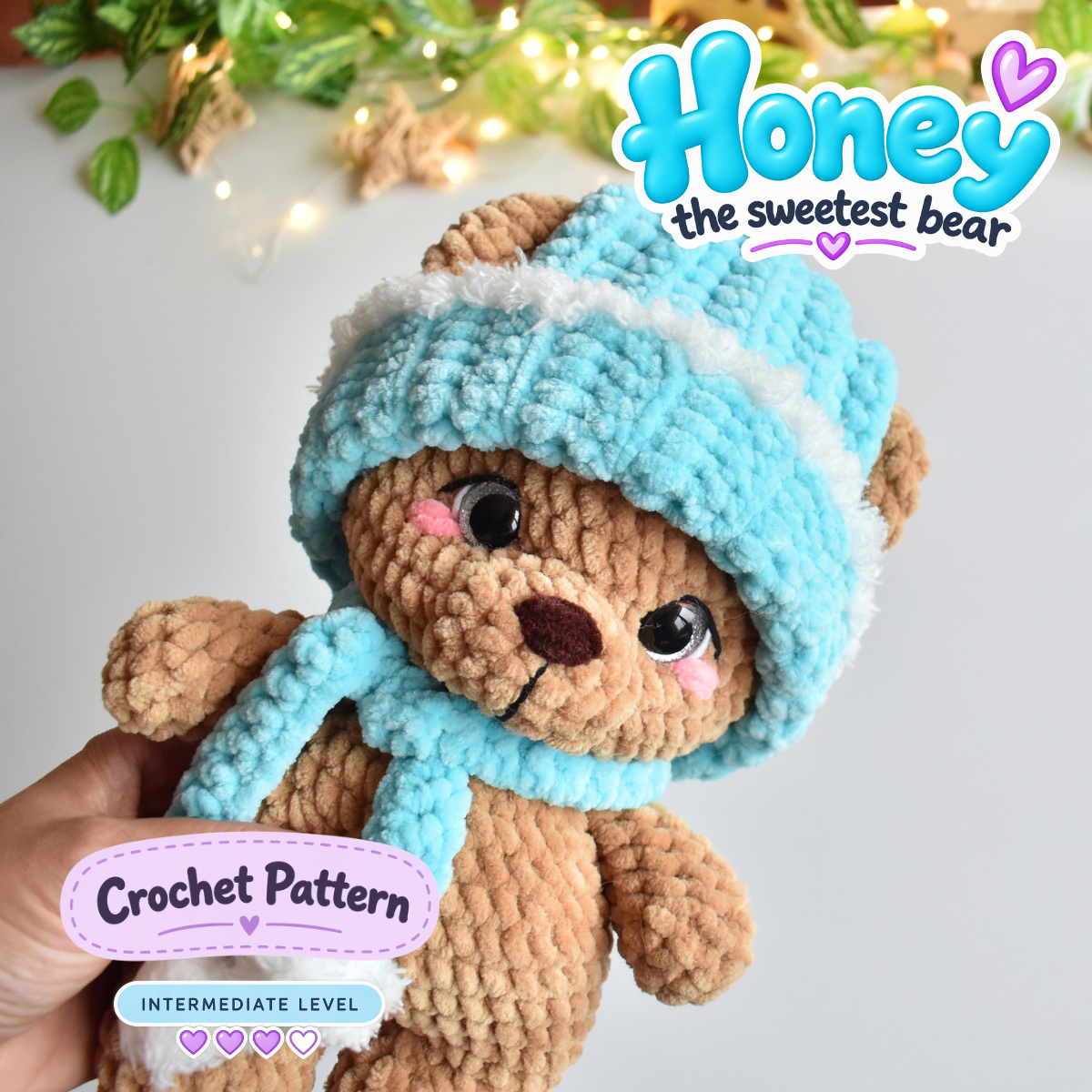 HONEY - Bear Crochet Pattern – Low-Sew Amigurumi Toy (PDF Download)
