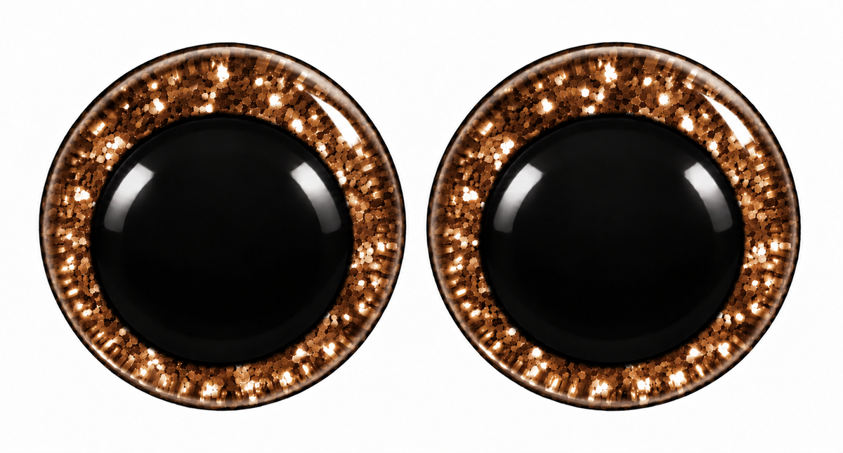 Olhos de Segurança com Glitter de 12 mm para Amigurumi – 1 Par com Glitter e Anilhas de Segurança