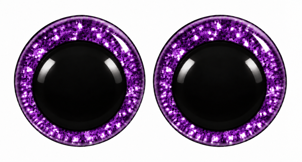 Olhos de Segurança com Glitter de 12 mm para Amigurumi – 1 Par com Glitter e Anilhas de Segurança
