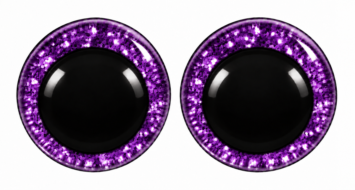 Olhos de Segurança com Glitter de 12 mm para Amigurumi – 1 Par com Glitter e Anilhas de Segurança