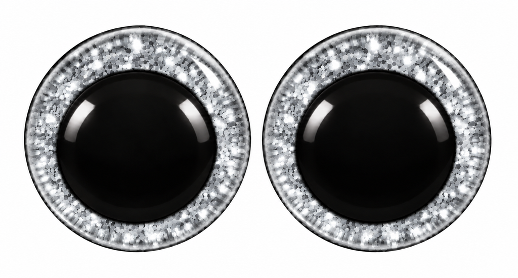 Olhos de Segurança com Glitter de 12 mm para Amigurumi – 1 Par com Glitter e Anilhas de Segurança