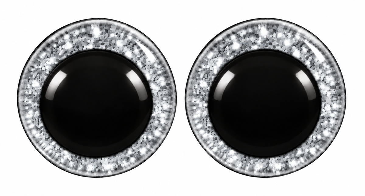 Olhos de Segurança com Glitter de 12 mm para Amigurumi – 1 Par com Glitter e Anilhas de Segurança
