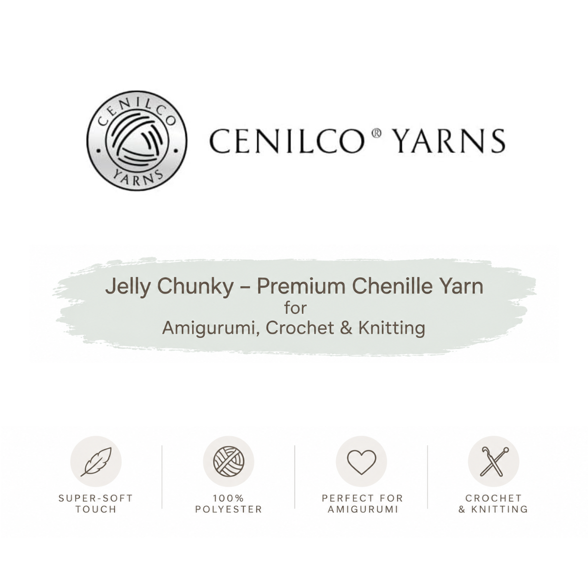 1 Novelo - Jelly Chunky – Fio de Chenille Premium para Amigurumi, Croché e Tricô