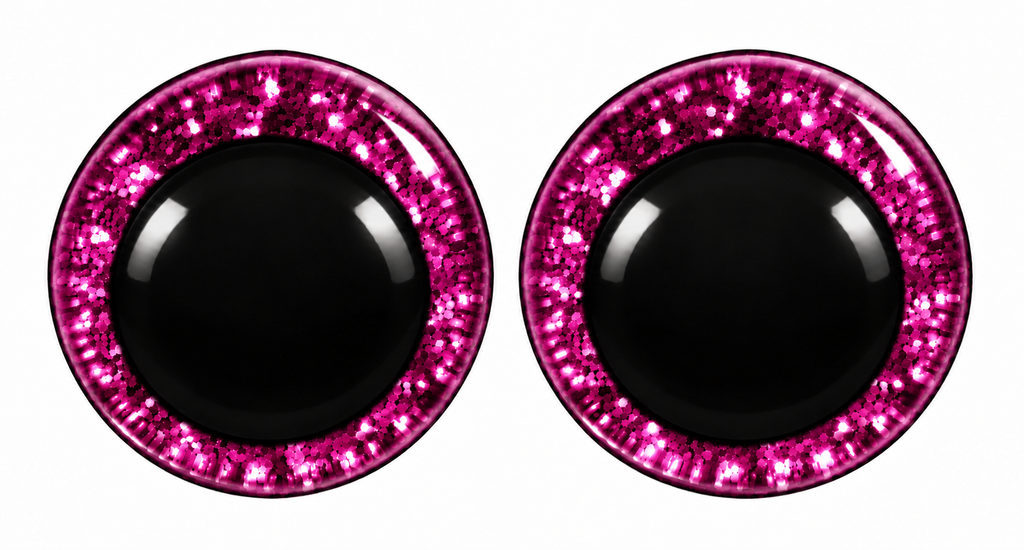 Olhos de Segurança com Glitter de 12 mm para Amigurumi – 1 Par com Glitter e Anilhas de Segurança