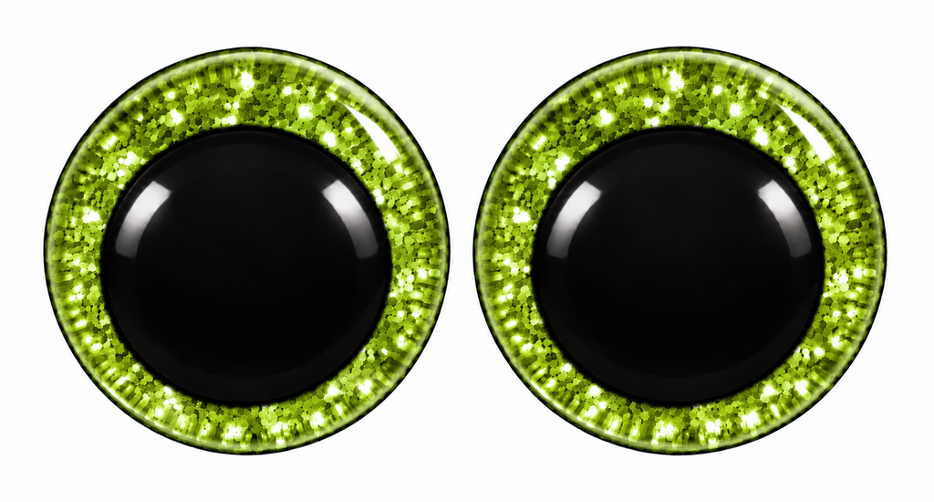 Olhos de Segurança com Glitter de 12 mm para Amigurumi – 1 Par com Glitter e Anilhas de Segurança