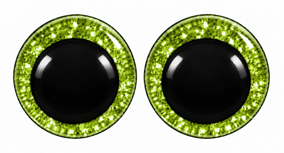 Olhos de Segurança com Glitter de 12 mm para Amigurumi – 1 Par com Glitter e Anilhas de Segurança